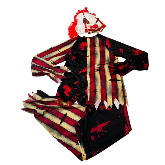Other - Kids Scary Clown Costume with Mask Halloween Party Outfit Youth Size M
